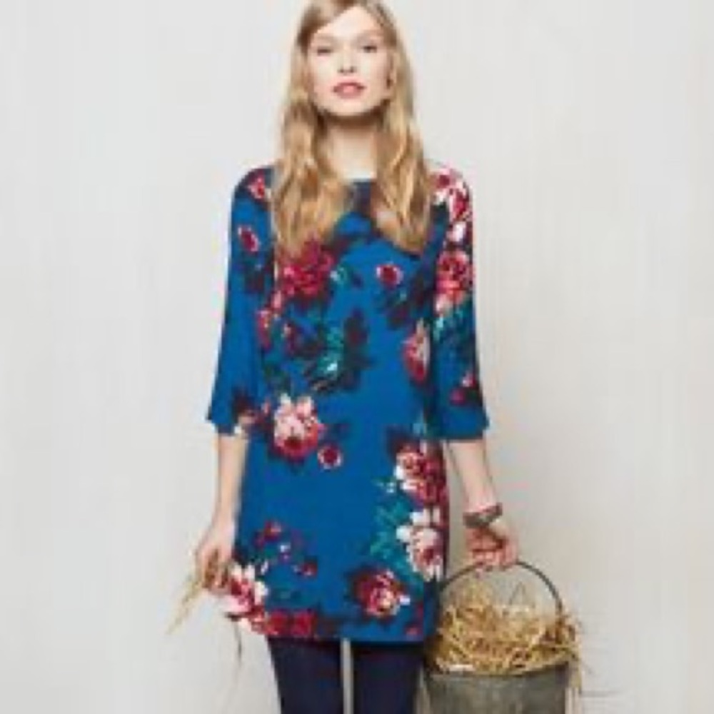 JOULES Size 8 3/4 Sleeve Floral Shift Dress Tunic R_BEYDALE
